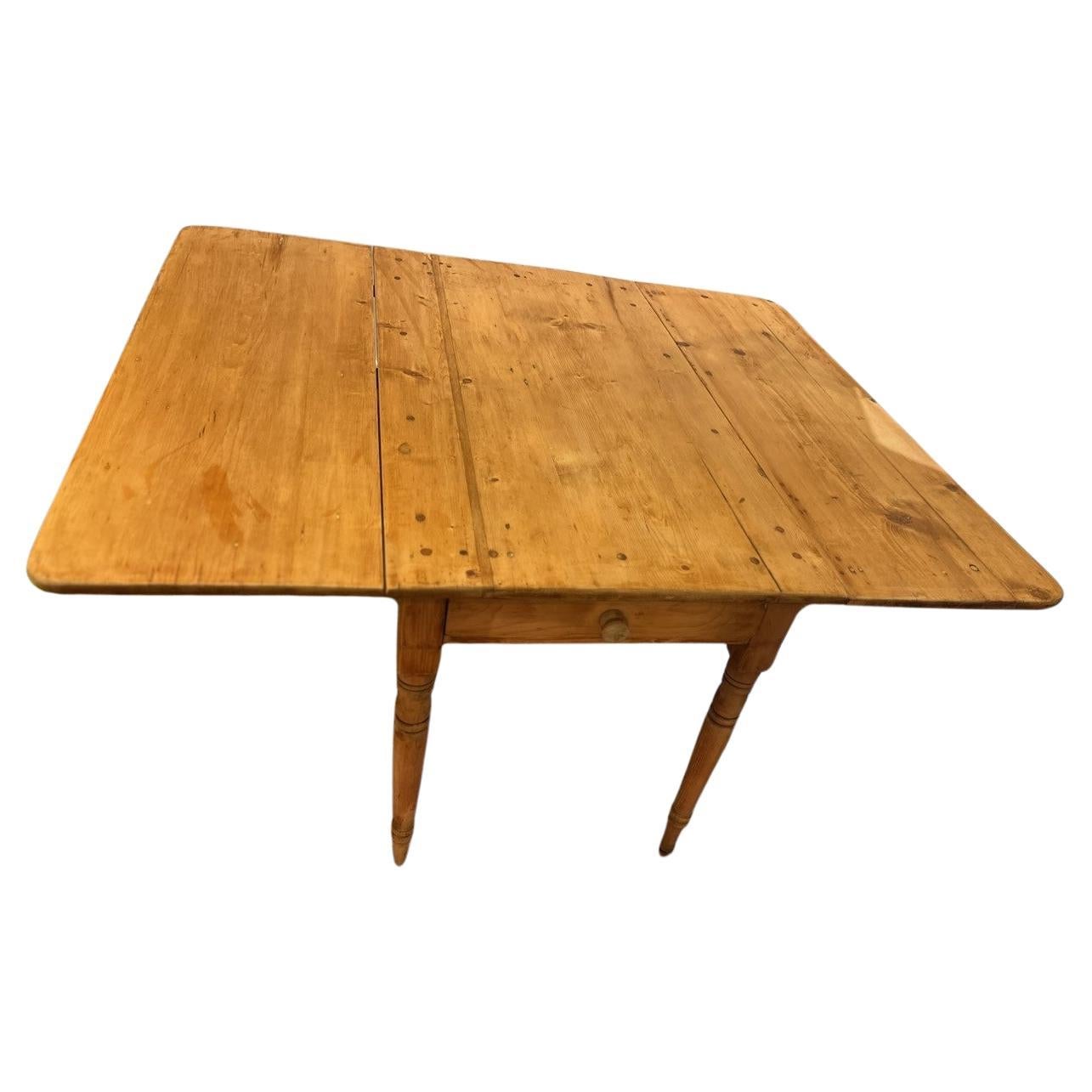 19Thc Natural Pine Drop Leaf Table