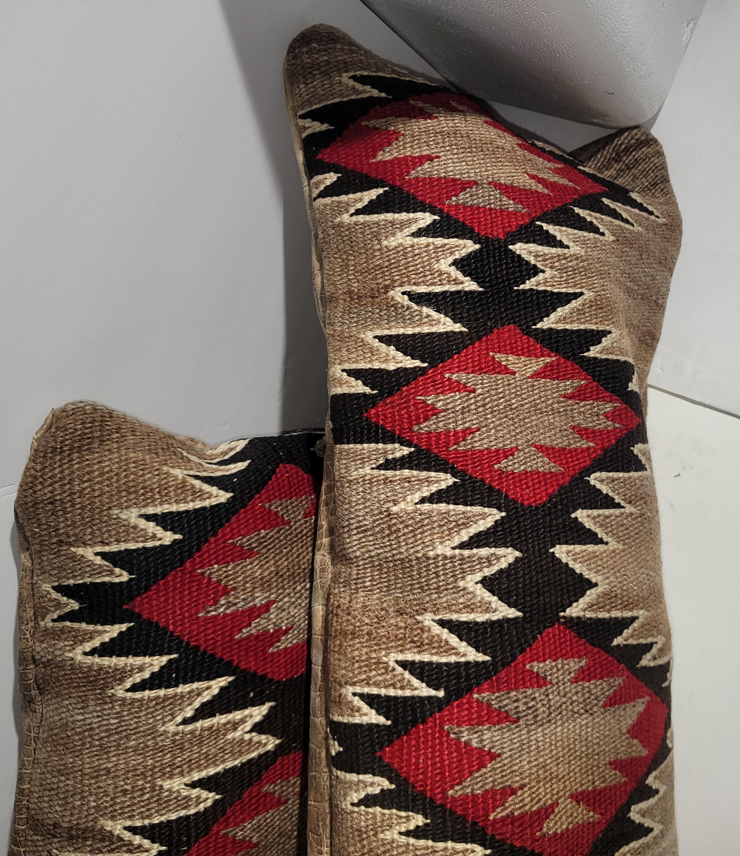 American 19Thc Navajo Indian Weaving Bolster Pillows -2 For Sale