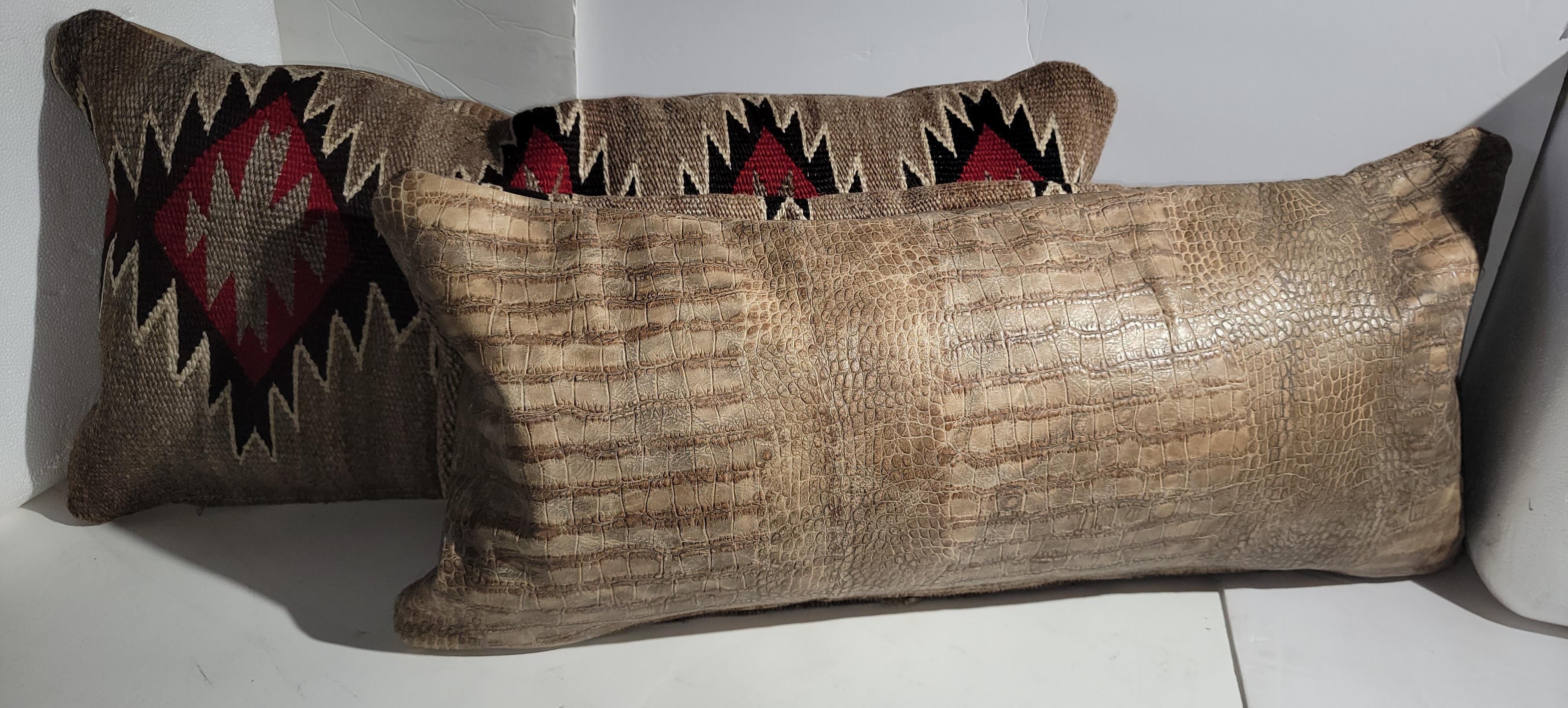 20th Century 19Thc Navajo Indian Weaving Bolster Pillows -2 For Sale