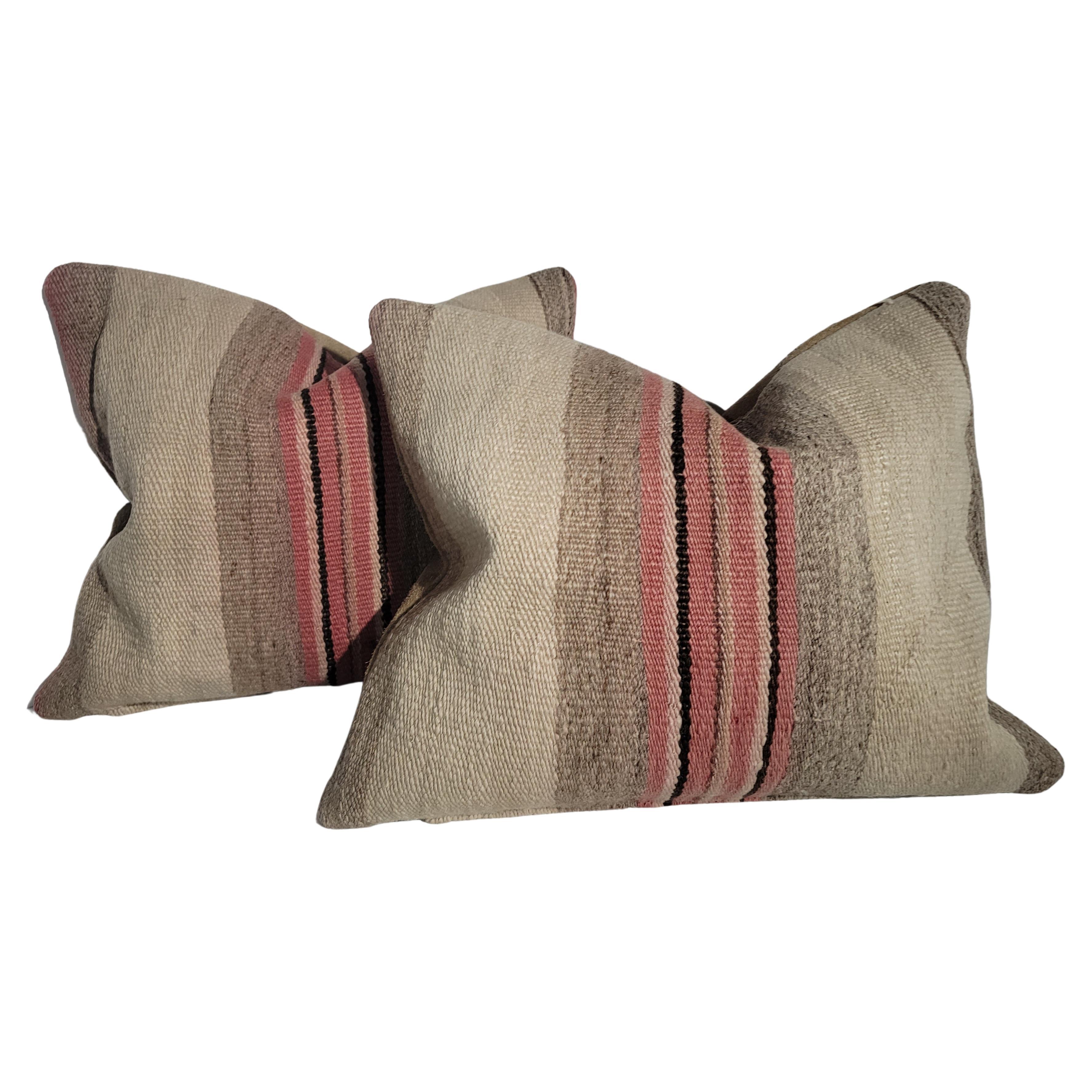 19th Century Navajo Indian Weaving Bolster Pillows -2 For Sale