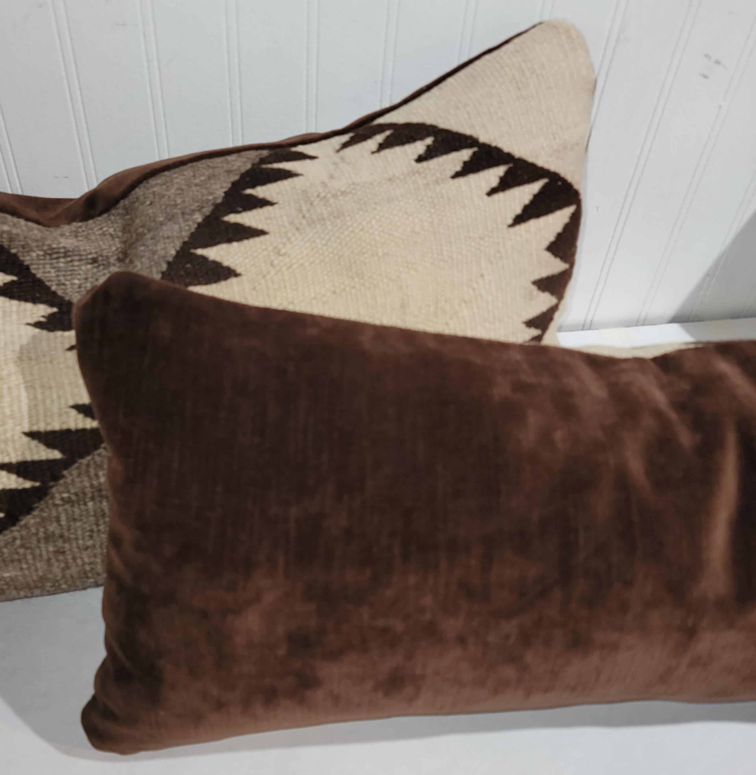 American 19th Century Navajo Indian Weaving Bolster Pillows For Sale
