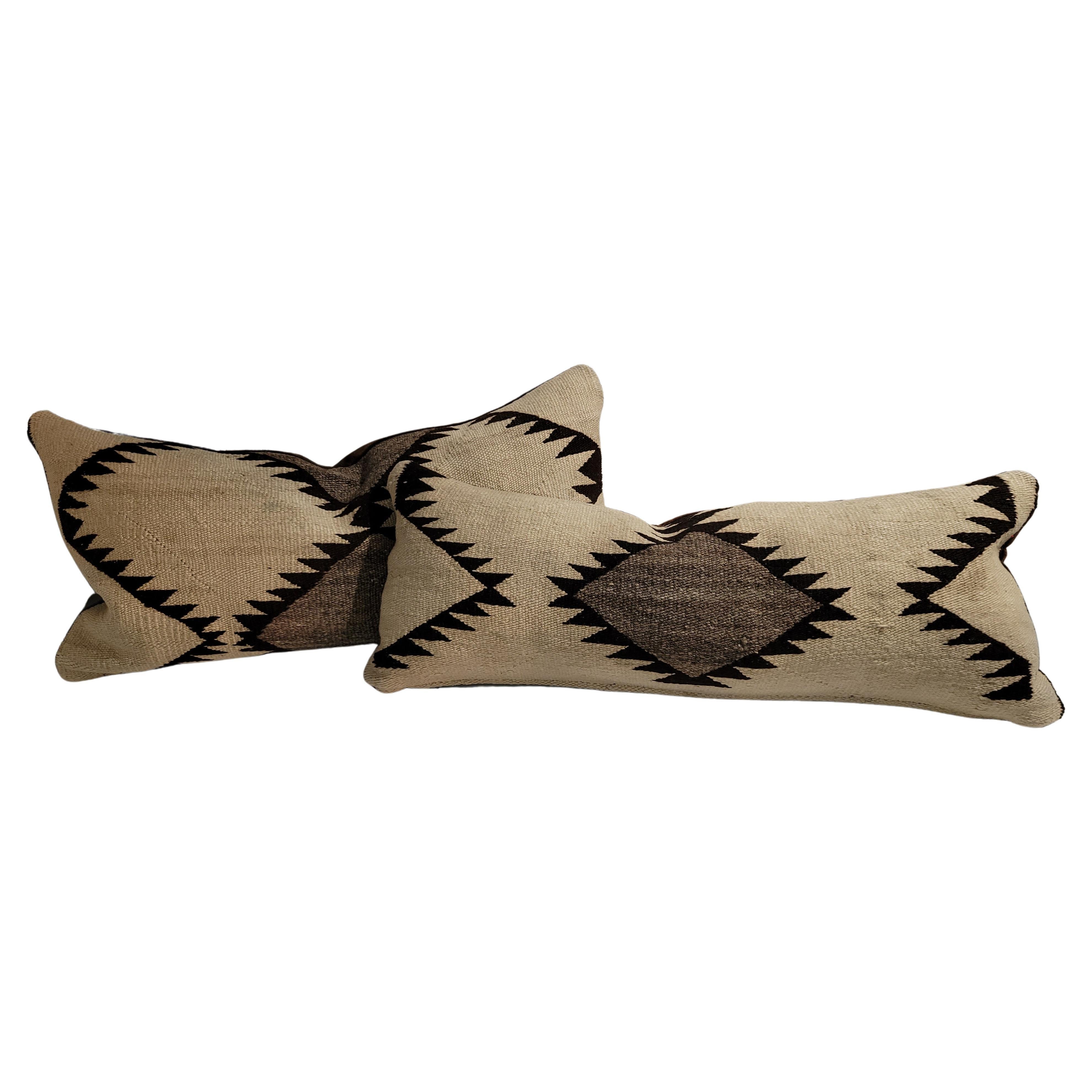 19th Century Navajo Indian Weaving Bolster Pillows For Sale