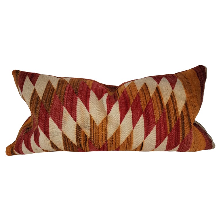 19thc Navajo Indian Weaving Eye Dazzler Pillow For Sale