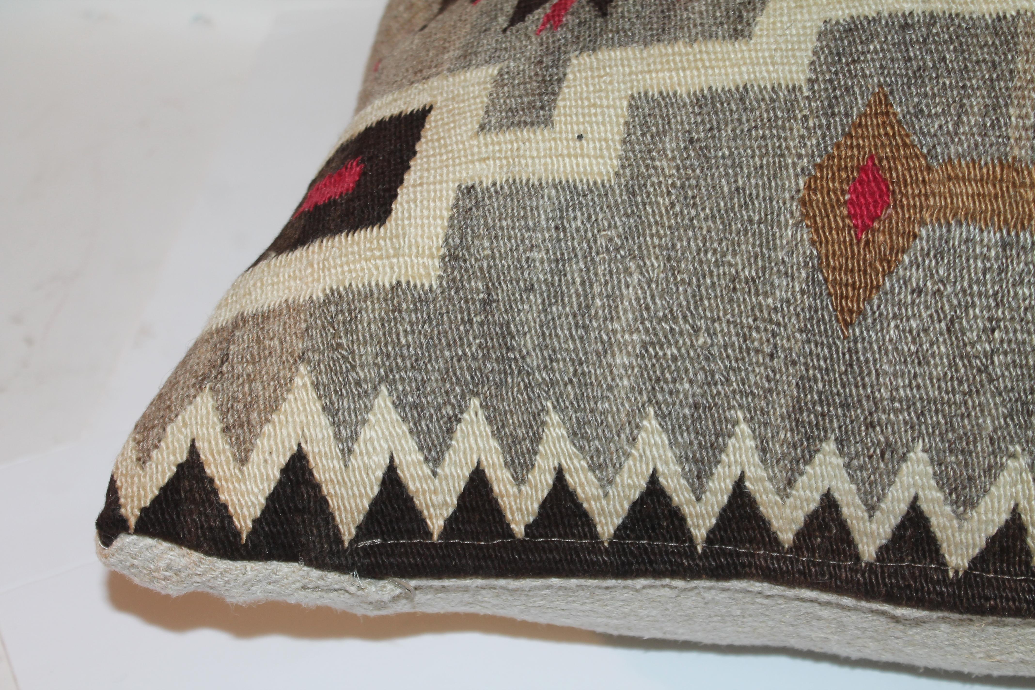 Adirondack 19th C Navajo Indian Weaving Storm Pattern Pillow For Sale