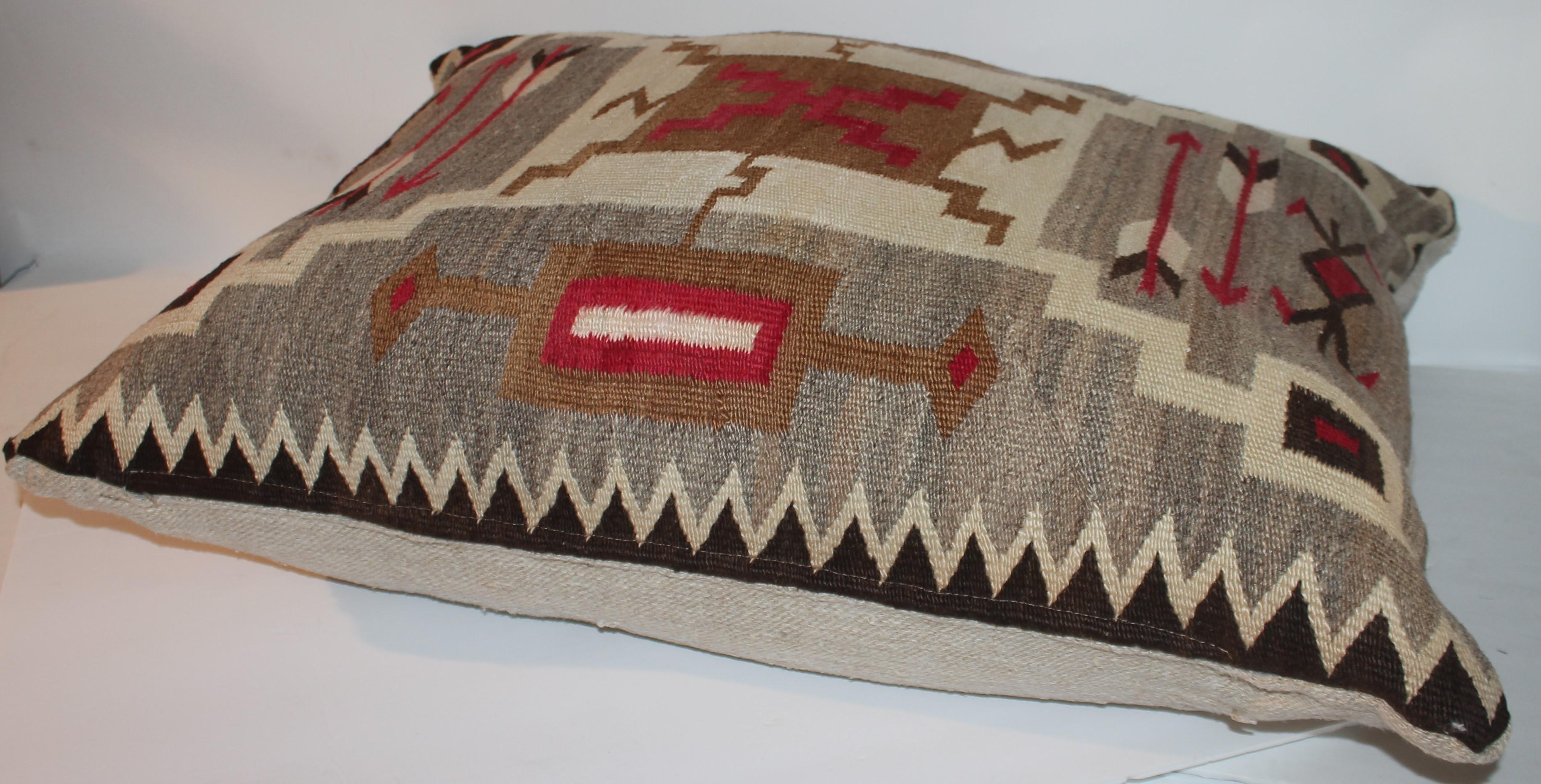 American 19th C Navajo Indian Weaving Storm Pattern Pillow For Sale