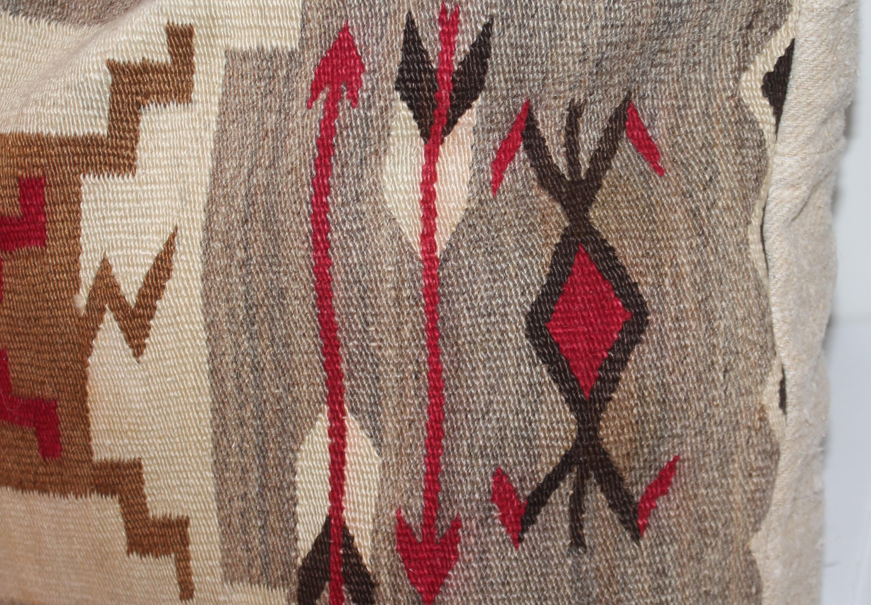 Hand-Crafted 19th C Navajo Indian Weaving Storm Pattern Pillow For Sale