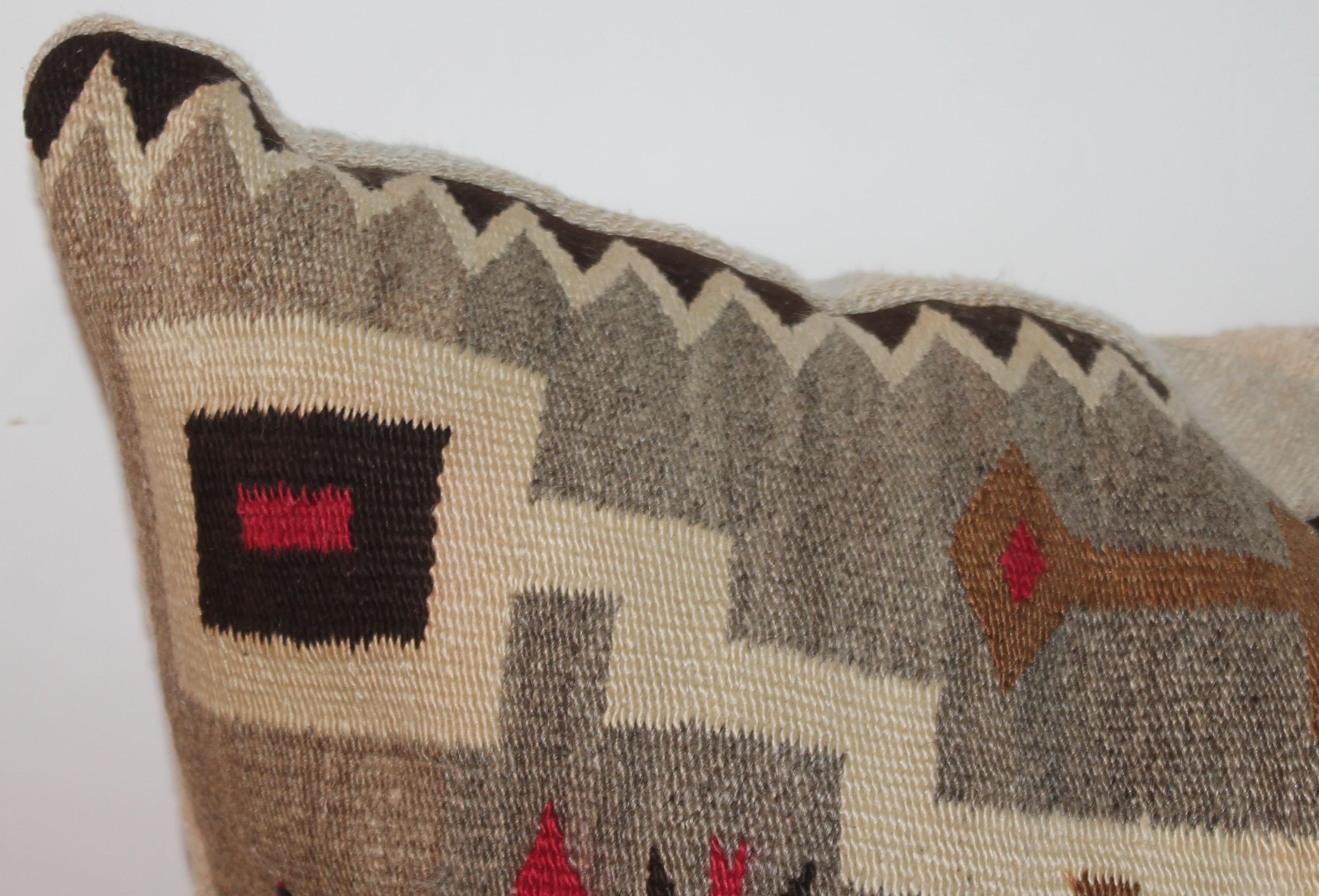 19th C Navajo Indian Weaving Storm Pattern Pillow For Sale 1