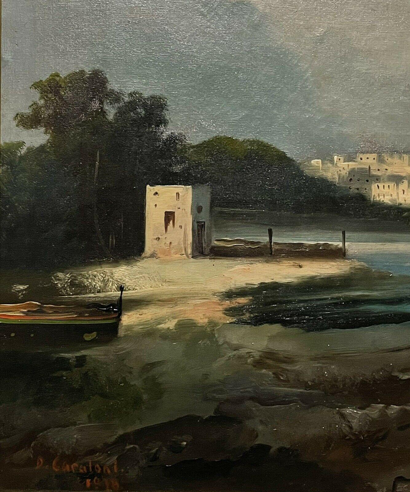 Mont Vésuve Naples, 19e siècle Peinture à l'huile italienne signée et datée - Victorien Painting par 19thC Neopolitan