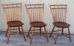 19Thc New England Birdcage Windsor Chairs-Set of Six