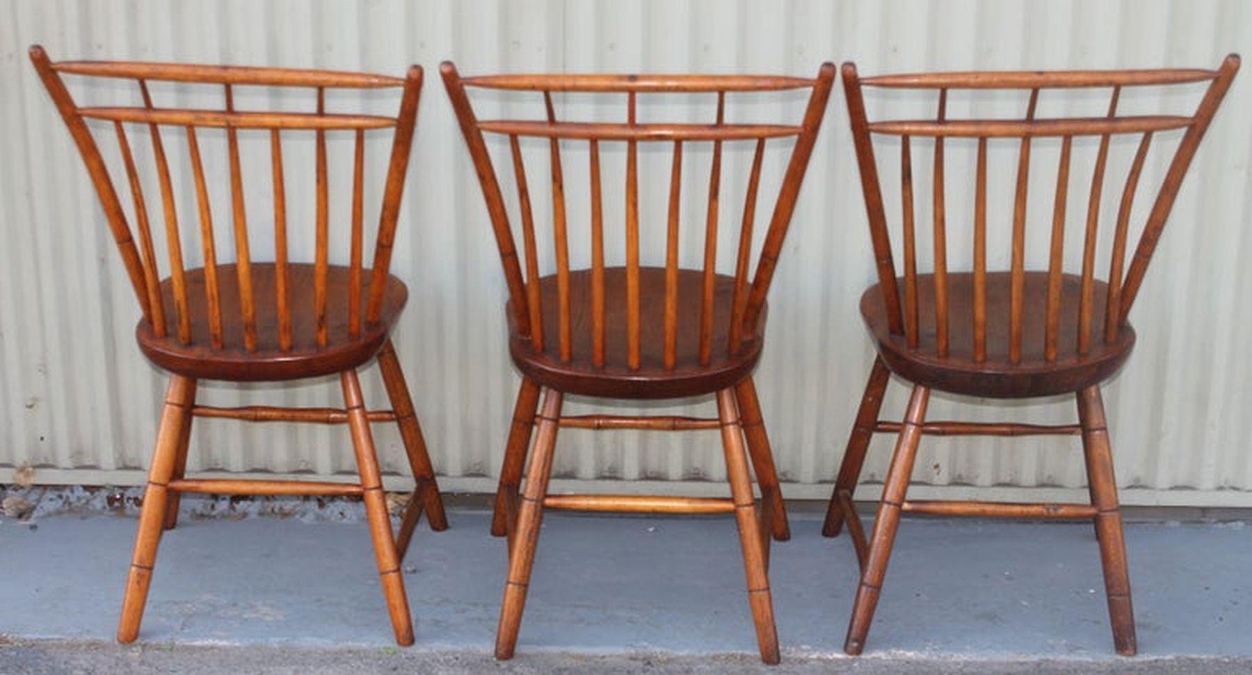 19th Century 19Thc New England Birdcage Windsor Chairs-Set of Six For Sale