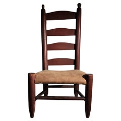 19Thc New England Ladder Back With Suede Seat