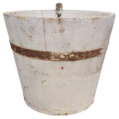 19th C New England Original Painted White Sap Bucket