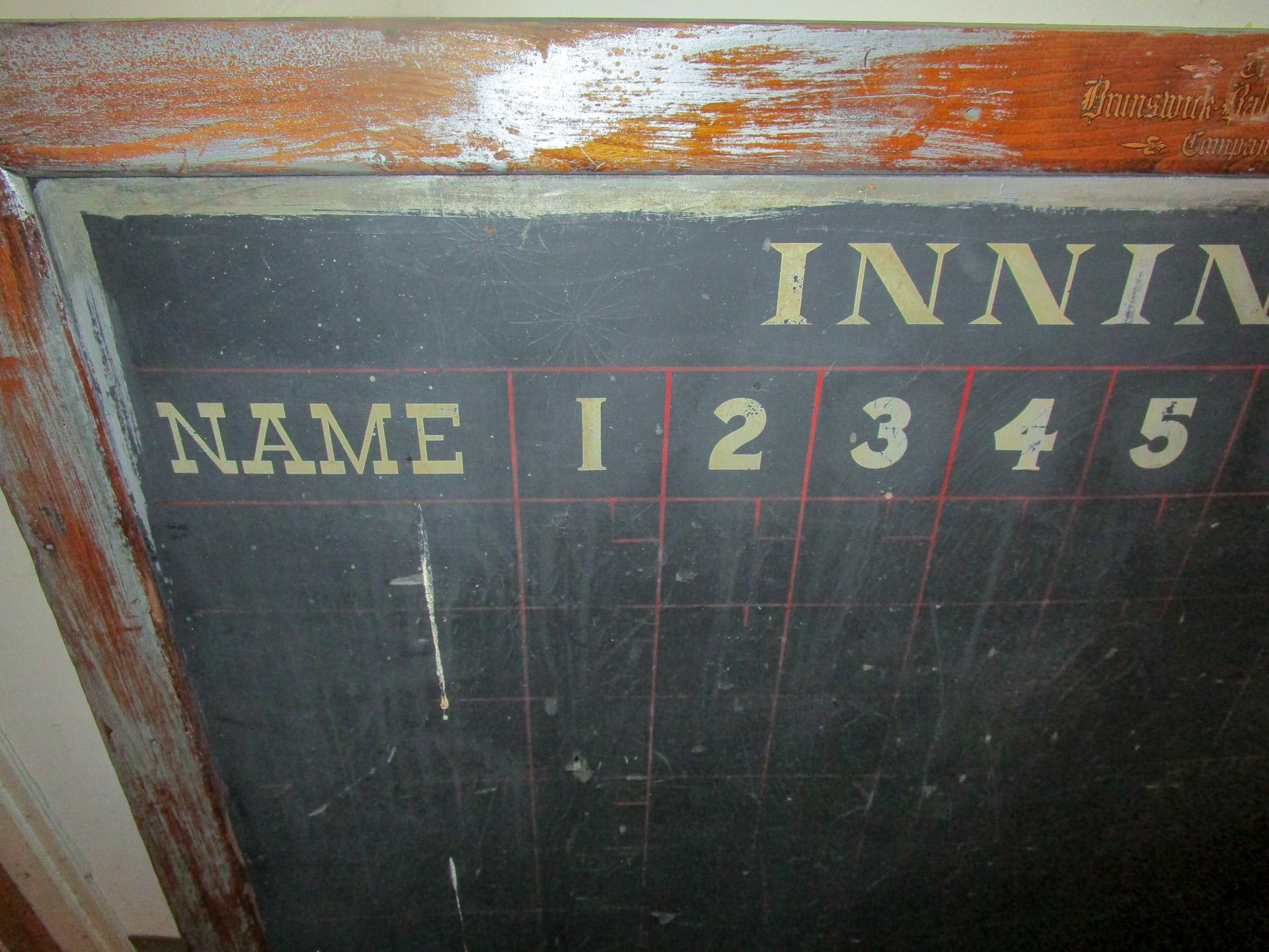 Late Victorian 19th C Oak Brunswick Balke Collender Baseball Innings Blackboard Scoreboard