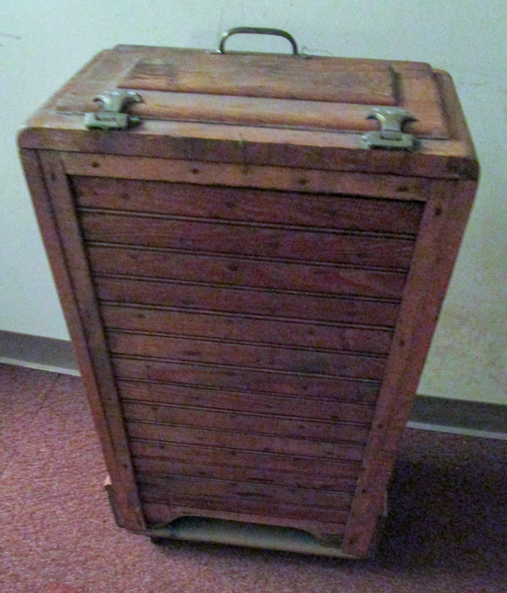 19thc Oak Icebox by Belding Hall with Brass Latches in Petite Size 4