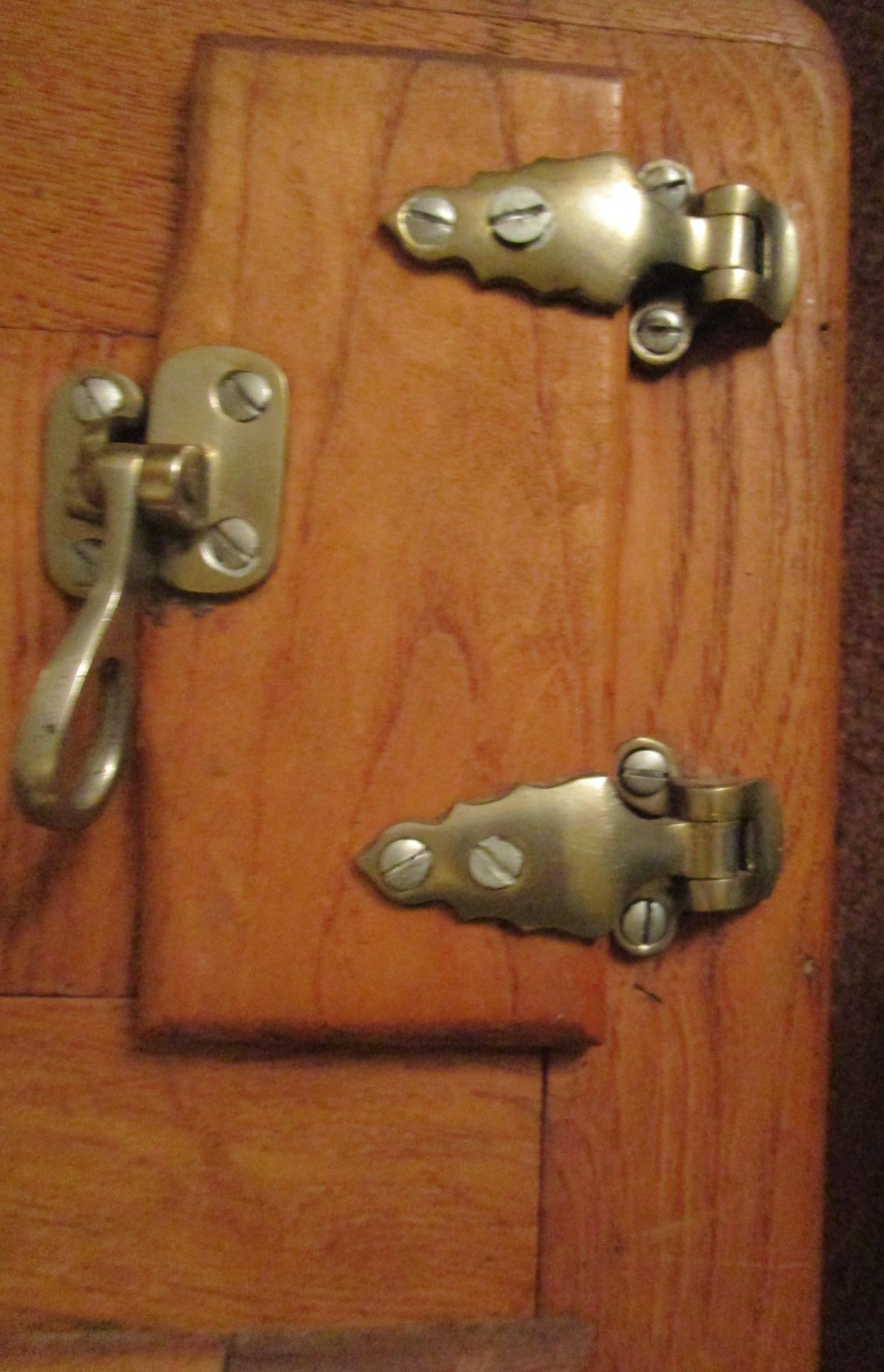 19thc Oak Icebox by Belding Hall with Brass Latches in Petite Size 6