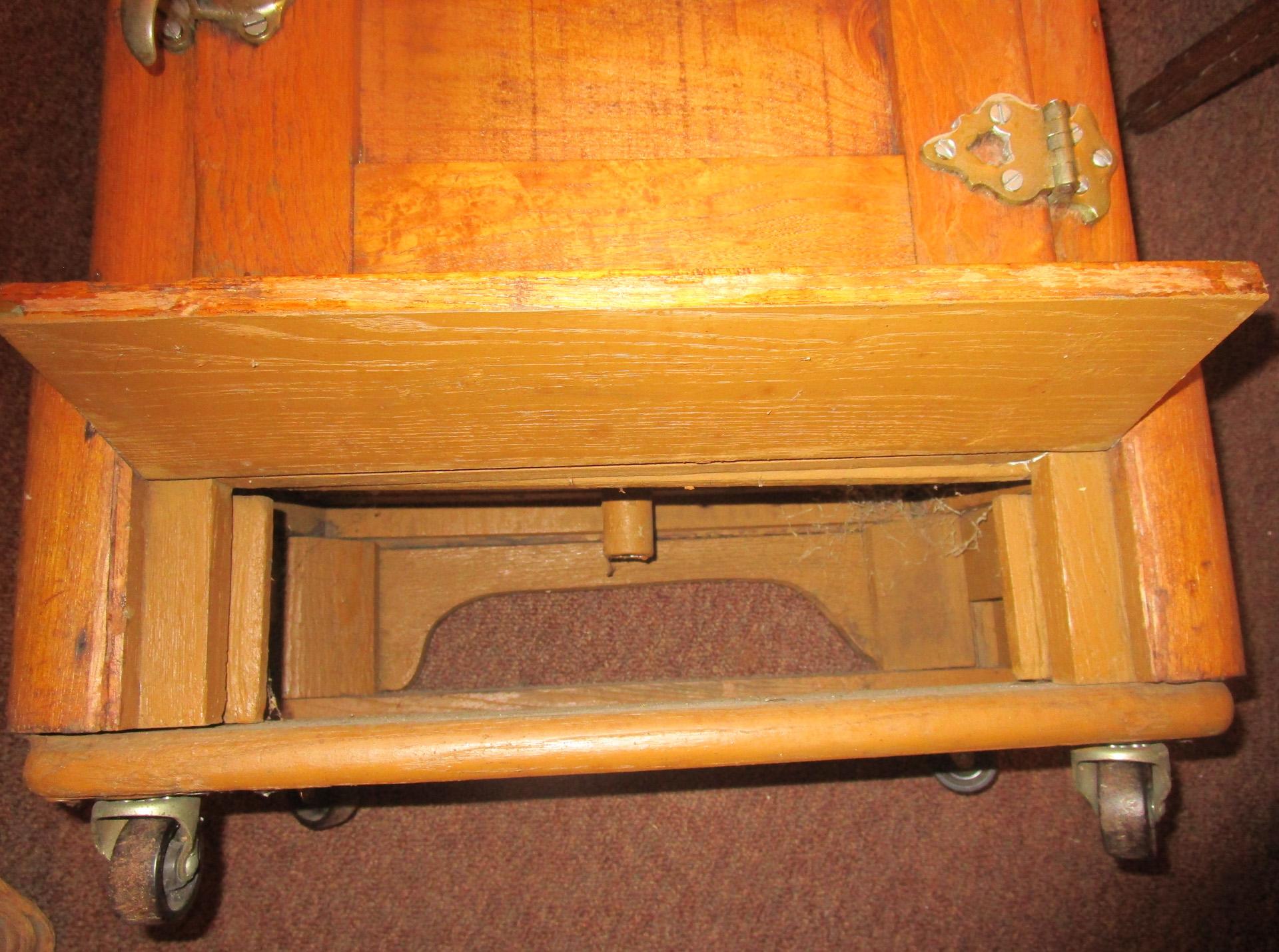 19thc Oak Icebox by Belding Hall with Brass Latches in Petite Size 9