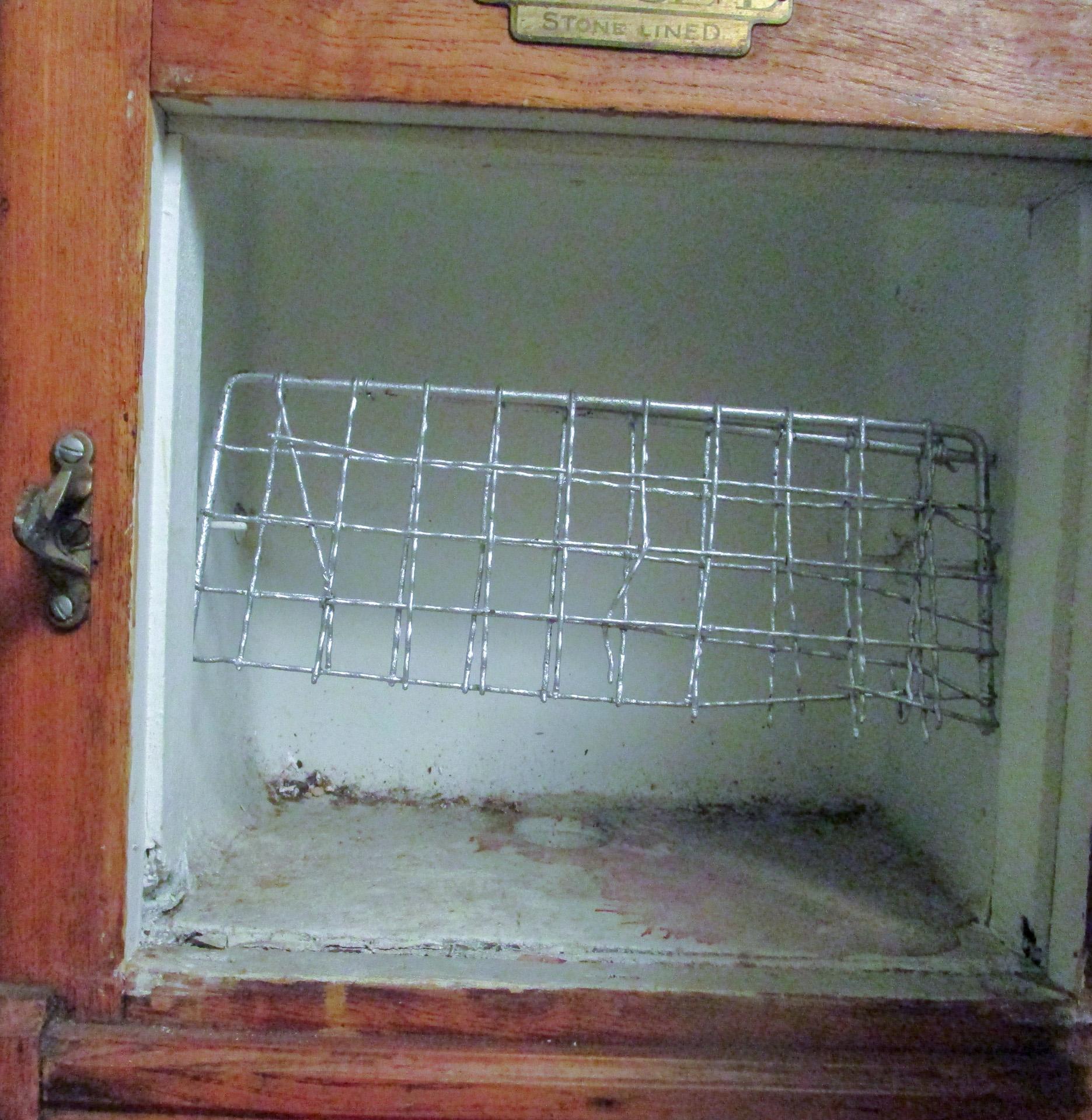 19thc Oak Icebox by Belding Hall with Brass Latches in Petite Size 10