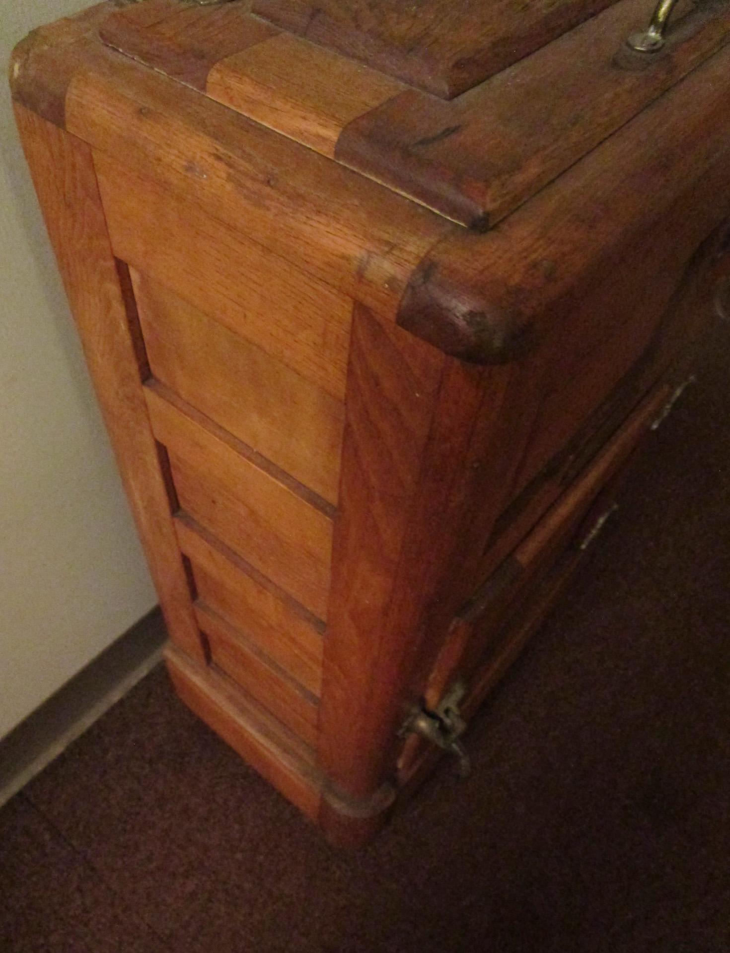 19thc Oak Icebox by Belding Hall with Brass Latches in Petite Size 2