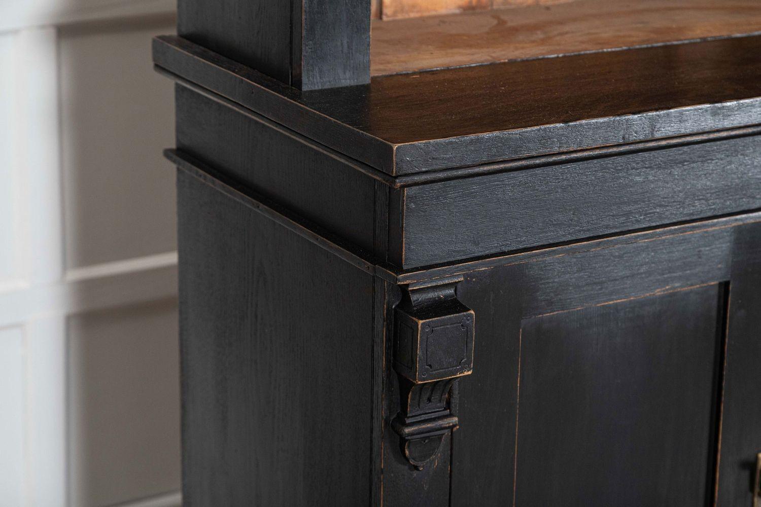 19thC Oak & Pine Ebonised Open Bookcase / Dresser For Sale 6