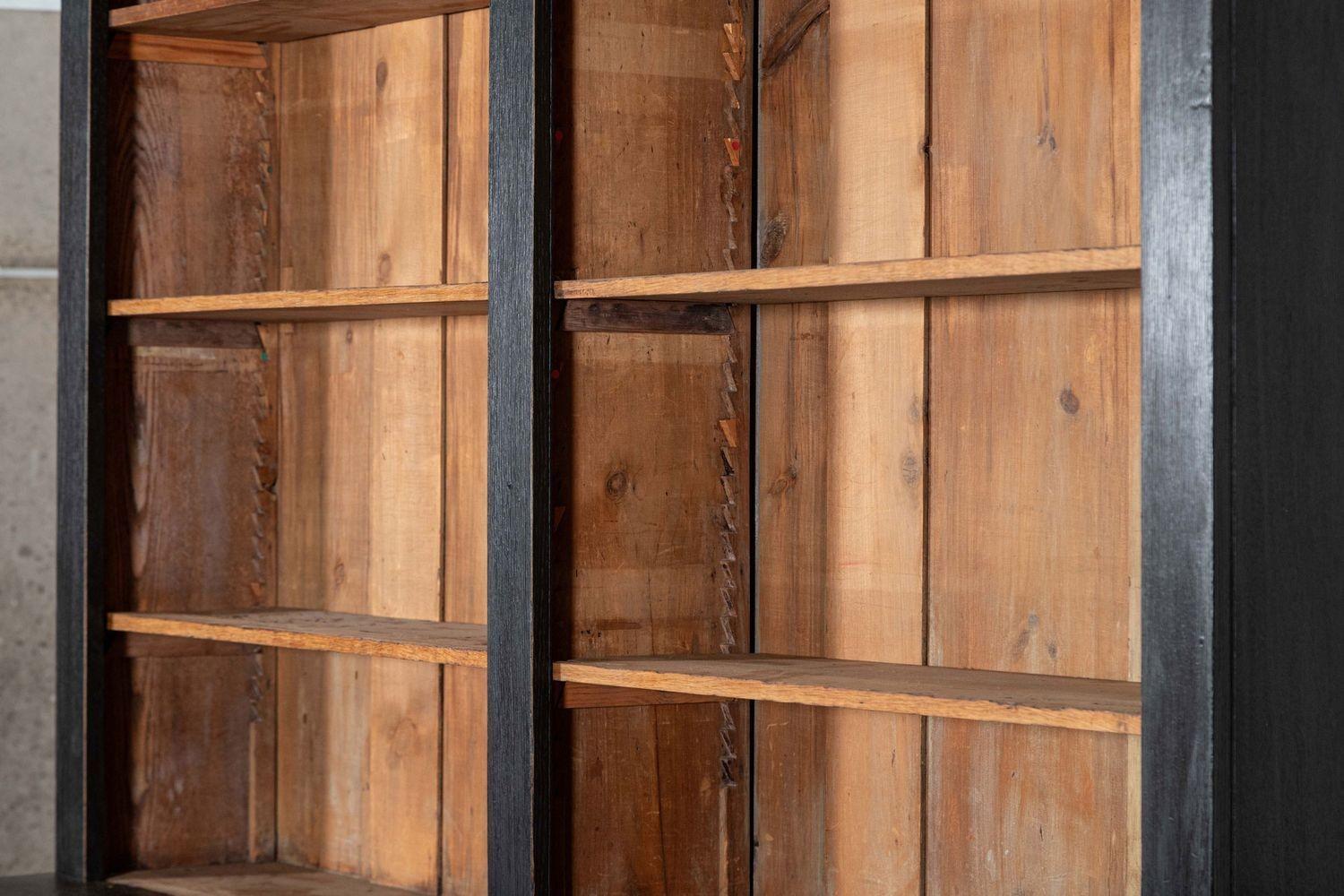 19thC Oak & Pine Ebonised Open Bookcase / Dresser For Sale 10
