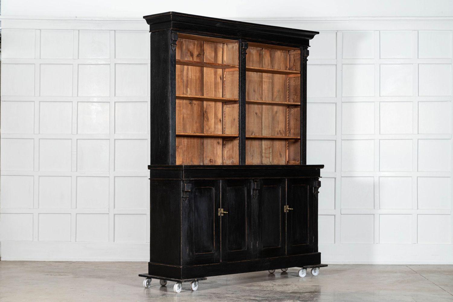 19thC Oak & Pine Ebonised Open Bookcase / Dresser In Good Condition For Sale In Staffordshire, GB