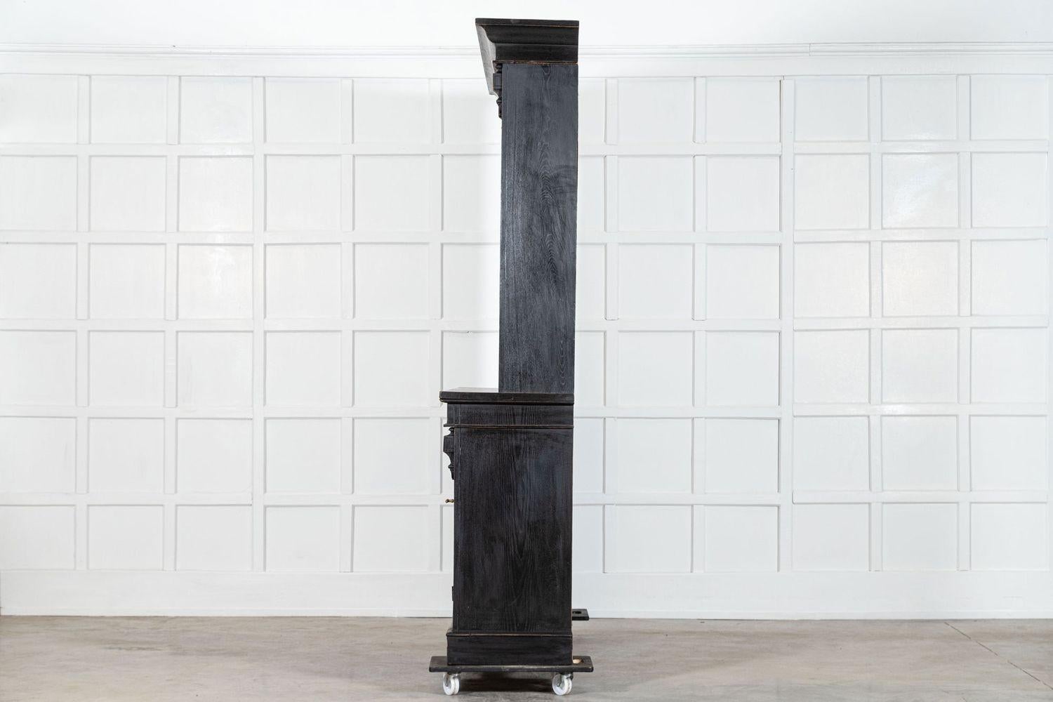19thC Oak & Pine Ebonised Open Bookcase / Dresser For Sale 2