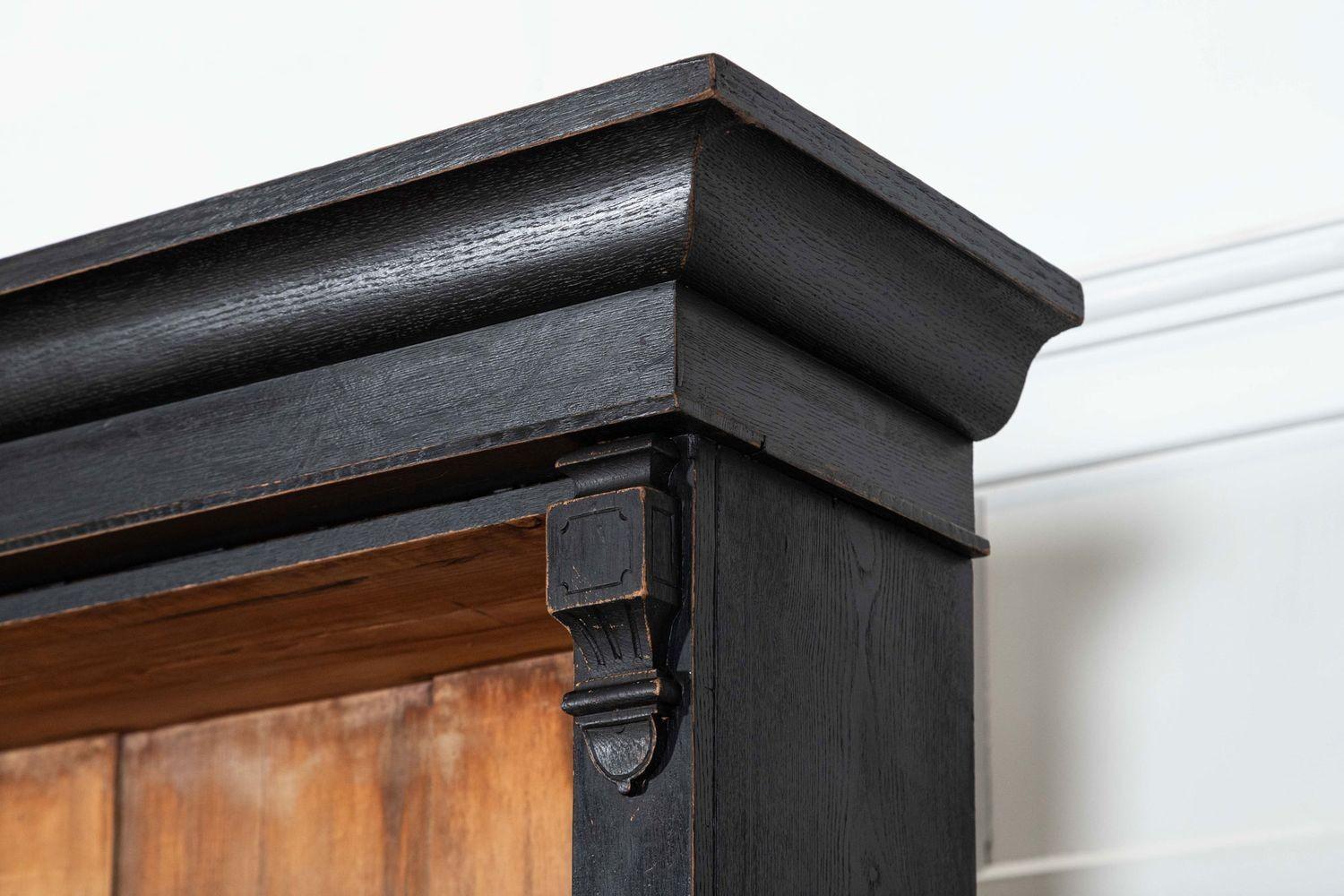 19thC Oak & Pine Ebonised Open Bookcase / Dresser For Sale 4