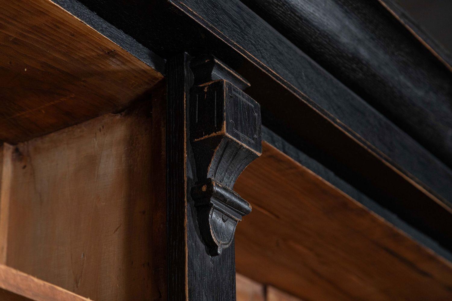 19thC Oak & Pine Ebonised Open Bookcase / Dresser For Sale 5