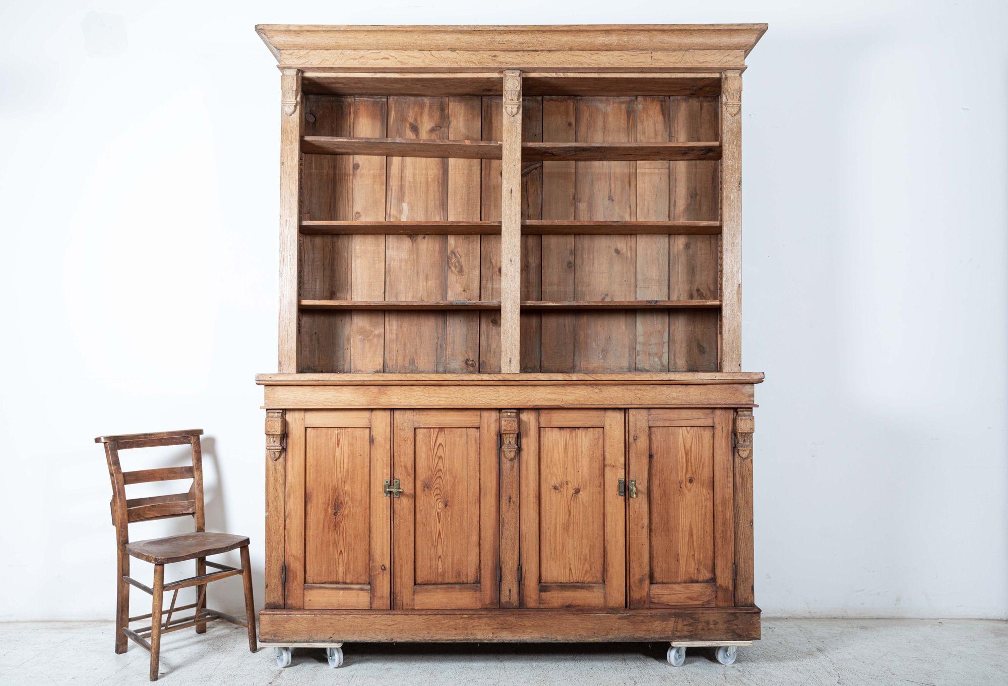 19thC Oak & Pine Open Bookcase / Dresser For Sale 4