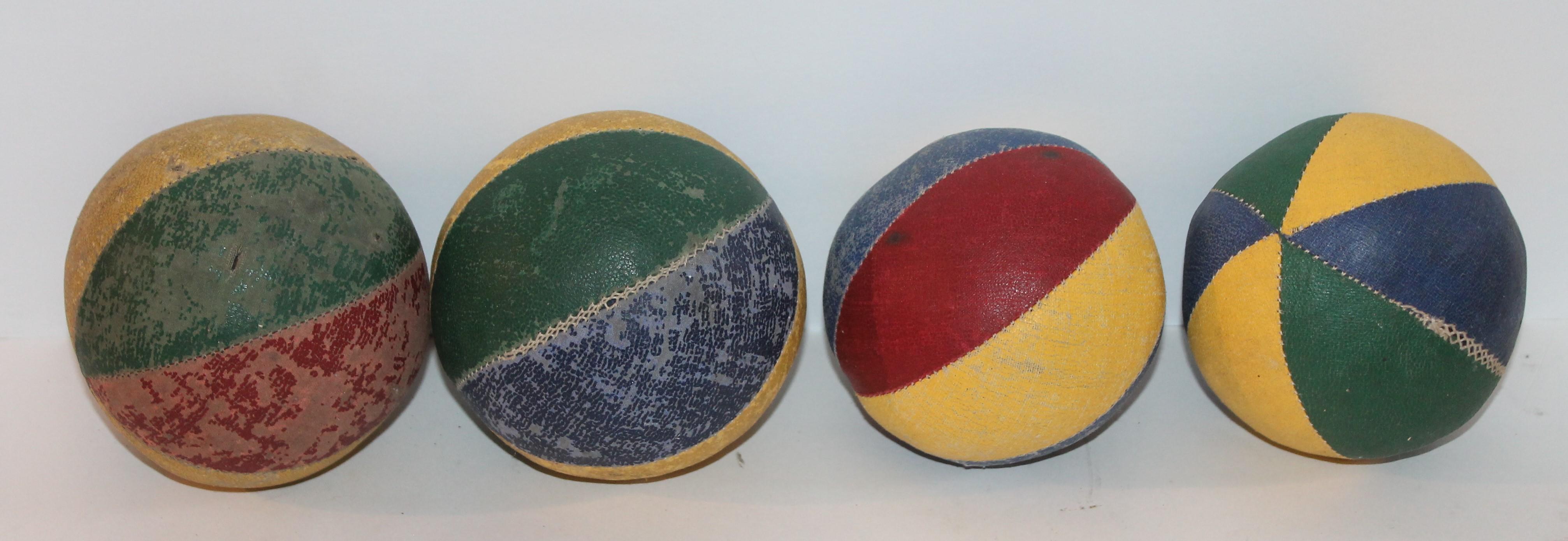 American 19th Century Oil Cloth Juggling or Carnival Balls Collection / 6 Pieces For Sale