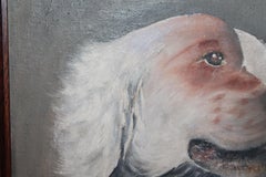 19. Jahrhundert Ölgemälde eines Hundes in einem handgeschnitzten Nussbaumrahmen:: datiert 1841