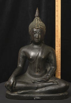 19thC or Earlier Large Sukhothai Thai Cast Bronze Buddha