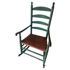 19Thc Original Apple Green Ladder Back Rocking Chair