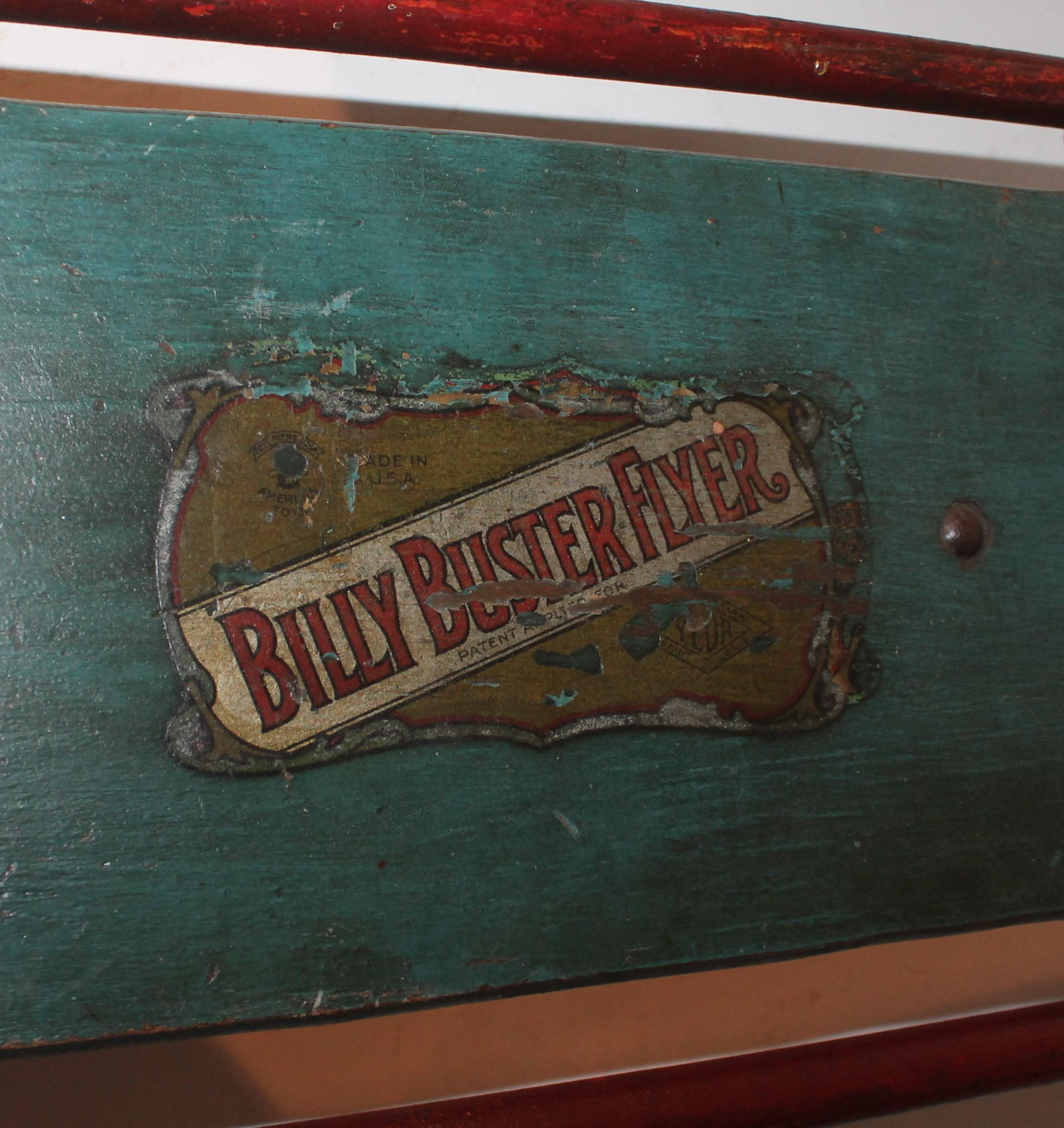Wood 19th Century Original Billy Buster Flyer Sled