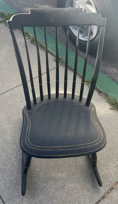 19th Century Original Black Painted Child's Windsor Rocker
