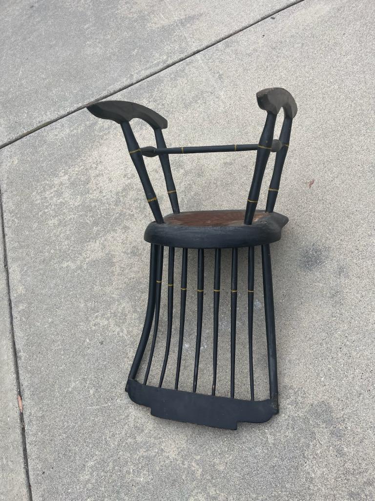 Hand-Painted 19th Century Original Black Painted Child's Windsor Rocker For Sale