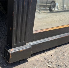 19thc Original Black Painted Framed Beveled Edge Mirror