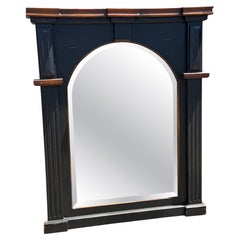 19thc Original Black Painted Framed Beveled Edge Mirror