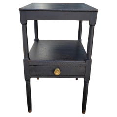 Antique 19Thc Original Black Painted One Drawer Stand /Table