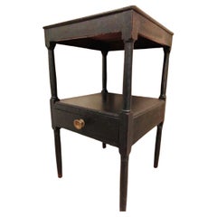 19Thc Original  Black Painted Side Table W/ Drawer