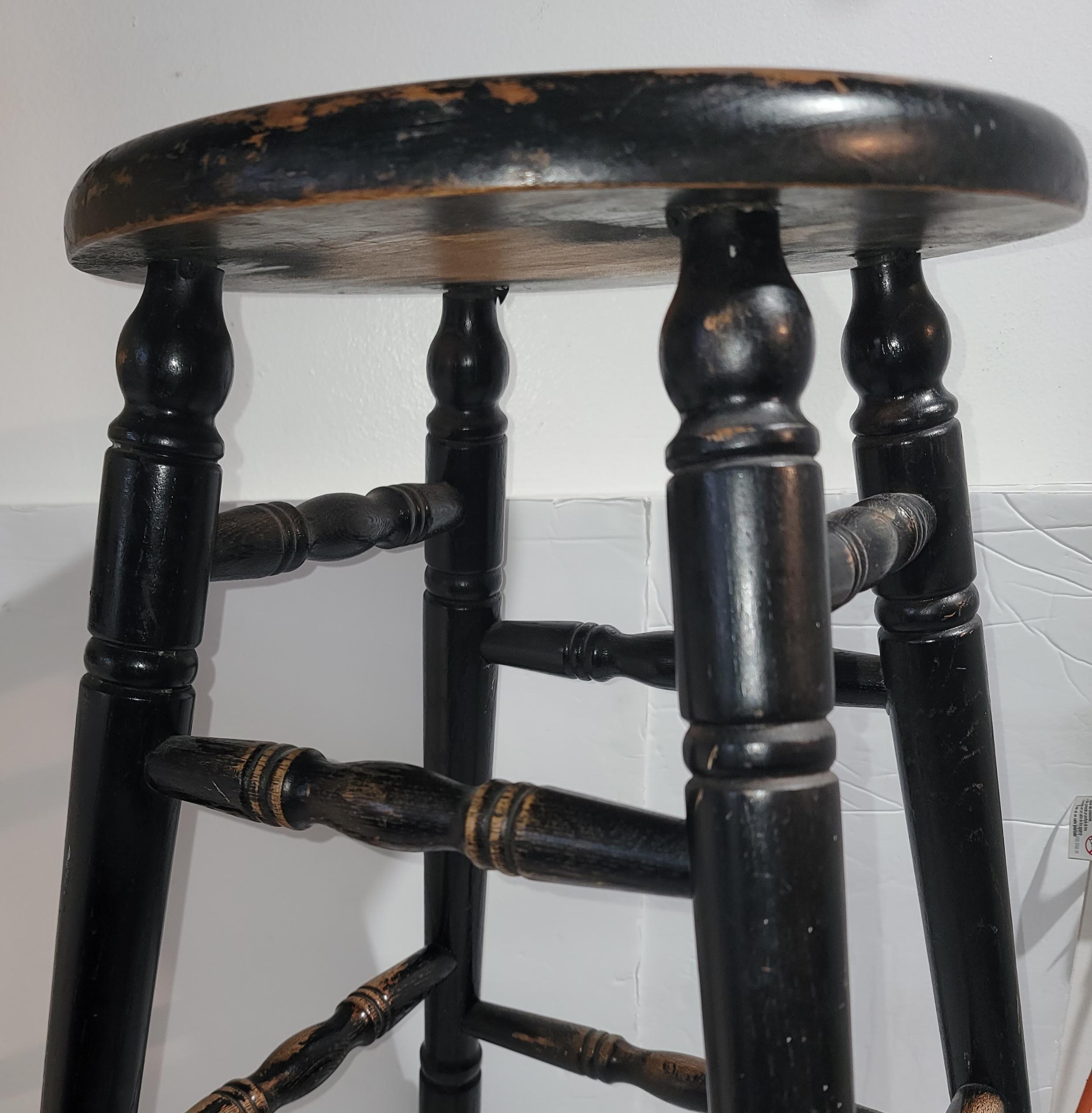 Adirondack 19thc Original Black Painted Stool