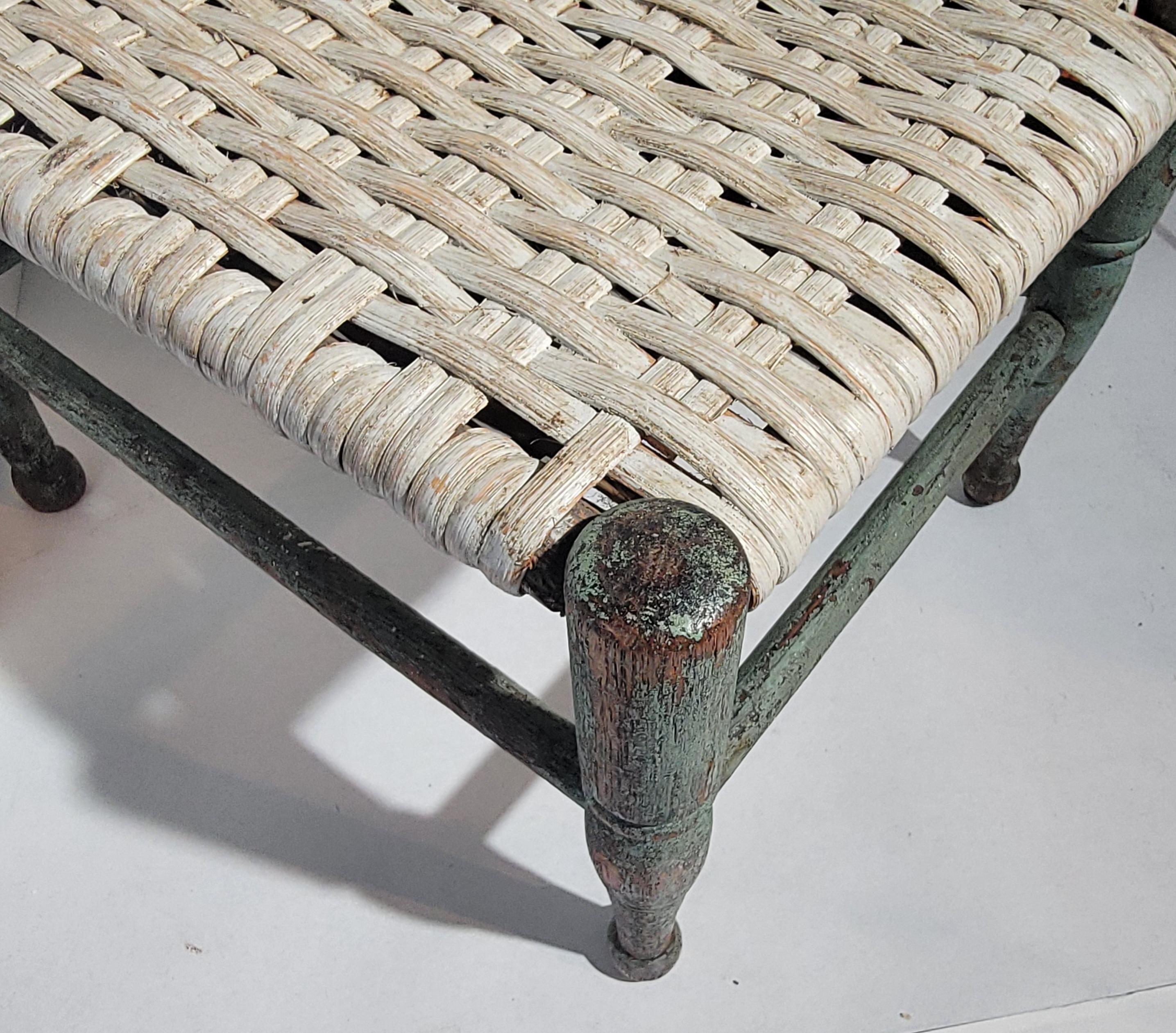 Hand-Crafted 19Thc Original Blue Foot Stool For Sale
