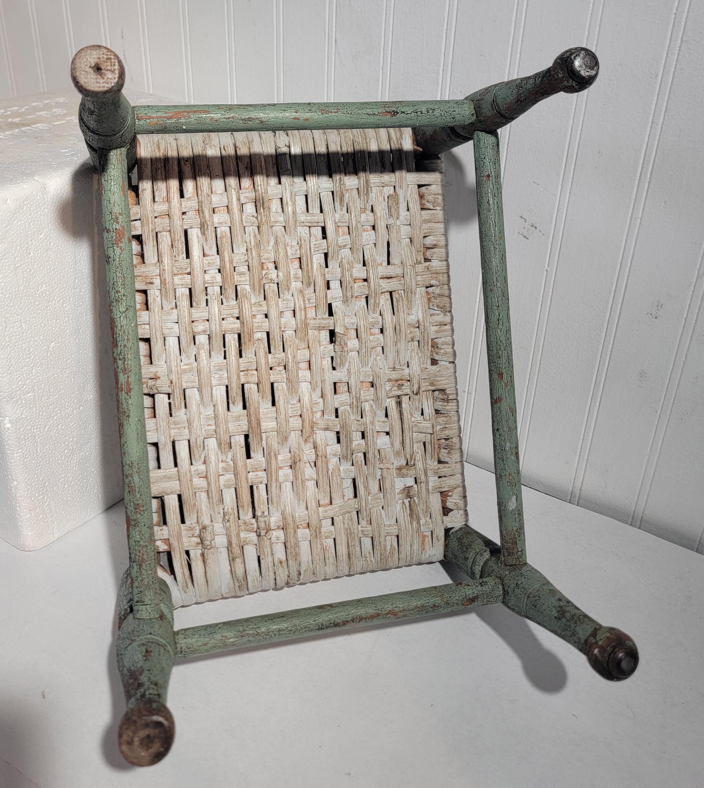 19Thc Original Blue Foot Stool In Good Condition For Sale In Los Angeles, CA