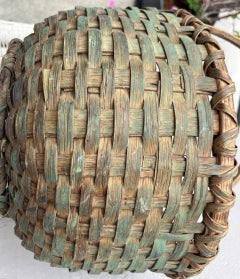 19thc Original Blue/ Green Painted Handle  Basket
