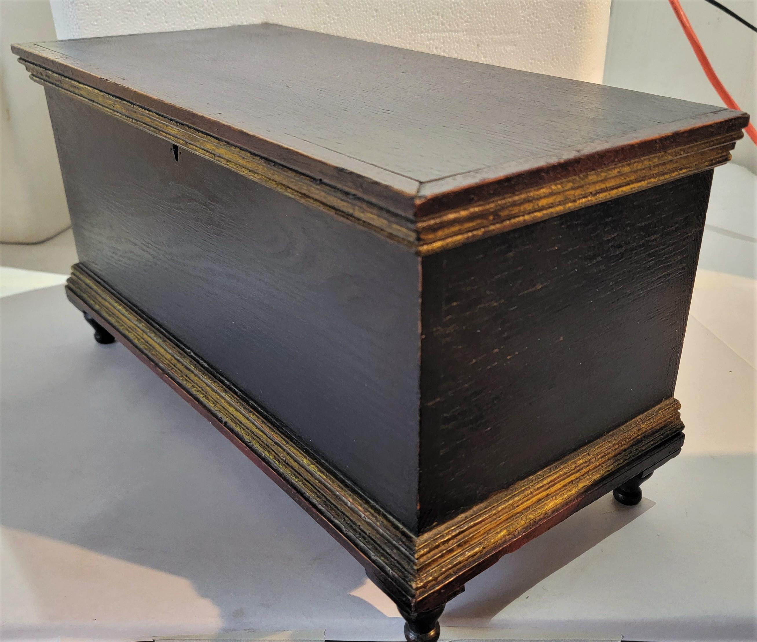 19Thc Original Blue Painted Child's Blanket Chest For Sale 3
