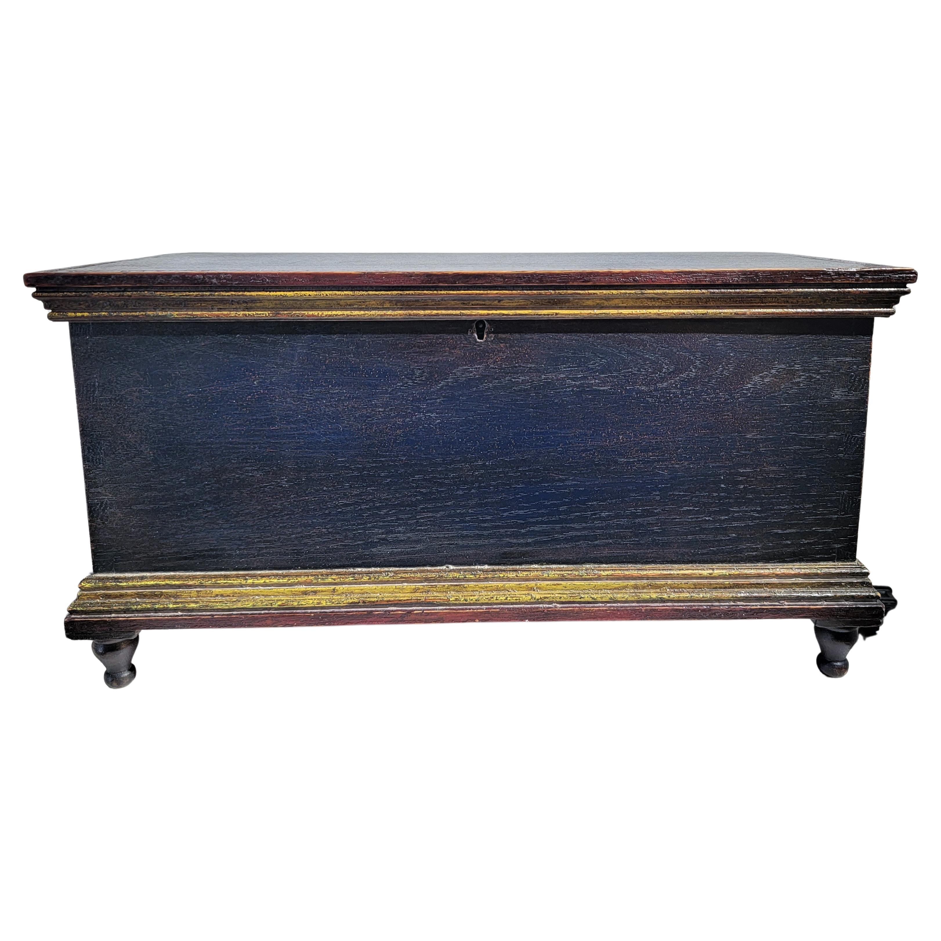 19Thc Original Blue Painted Child's Blanket Chest For Sale