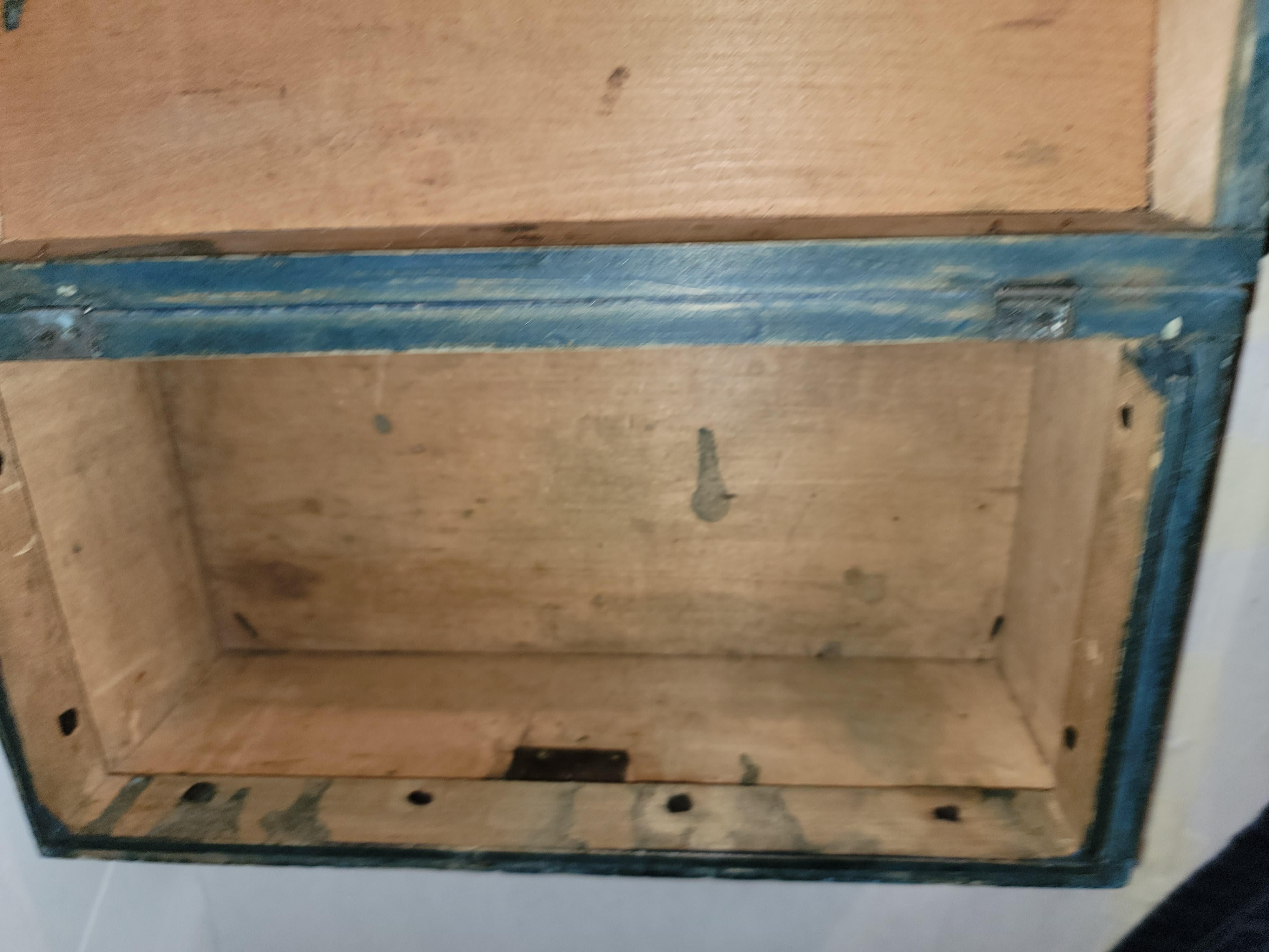 19thc Original Blue Painted Document Box From New England For Sale 3