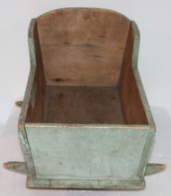 19th C Original Blue Painted Dolls Cradle from New England
