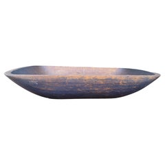 19Thc Original Blue Painted Dough Bowl From New England