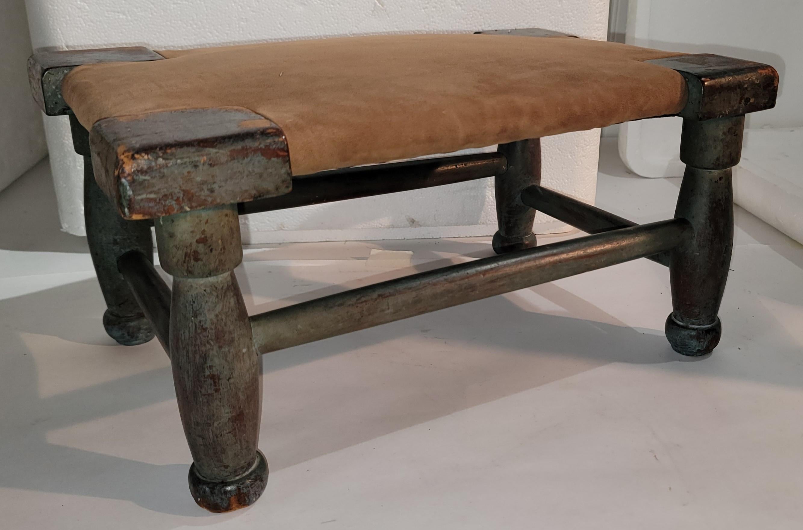 Adirondack Tabouret original peint en bleu du 19ème siècle en vente